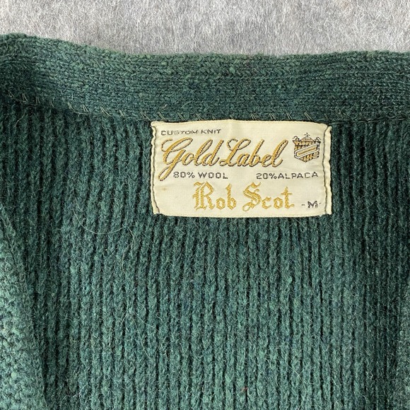 True Vintage Rob Scot Cardigan Sweater Medium Green Wool Alpaca Cobain 60s USA - Picture 5 of 10